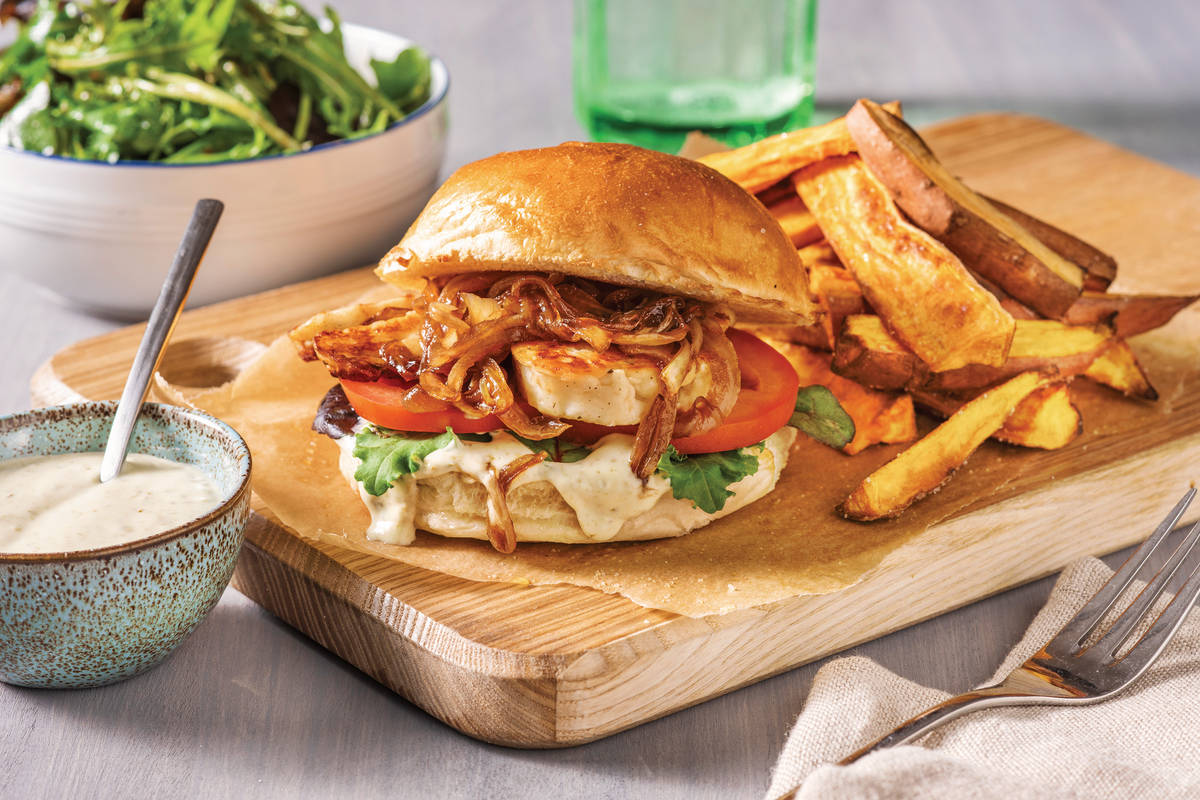 Haloumi & Caramelised Onion Burger