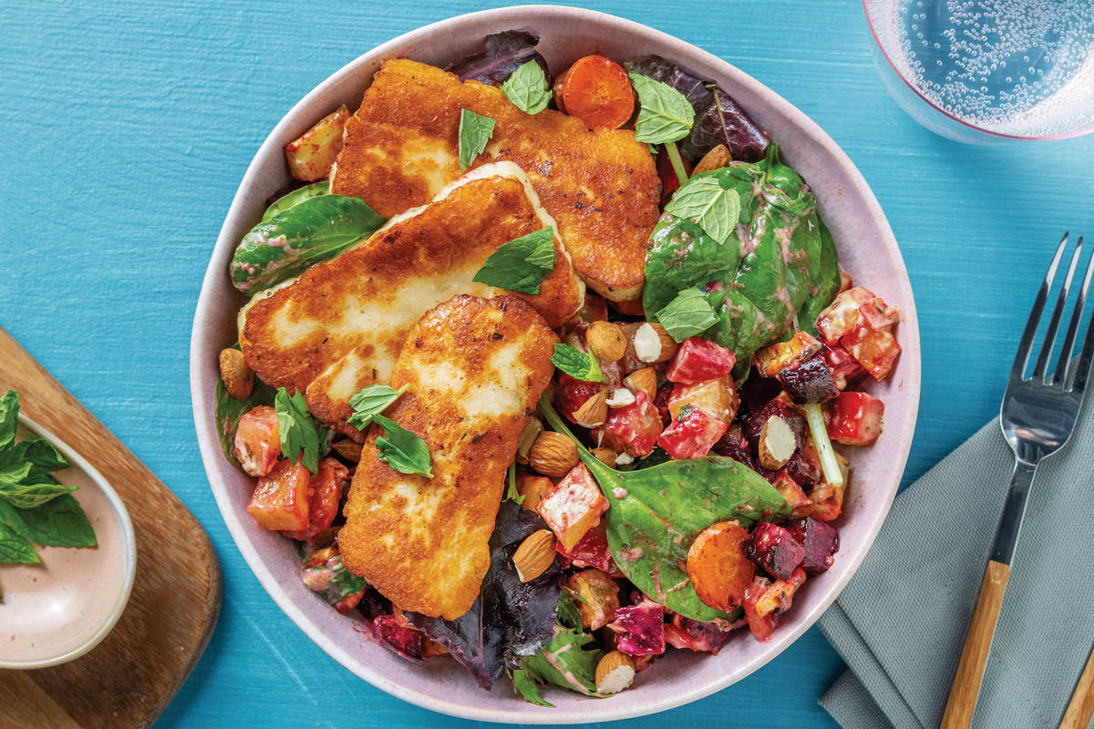 Haloumi & Creamy Roast Veggie Salad