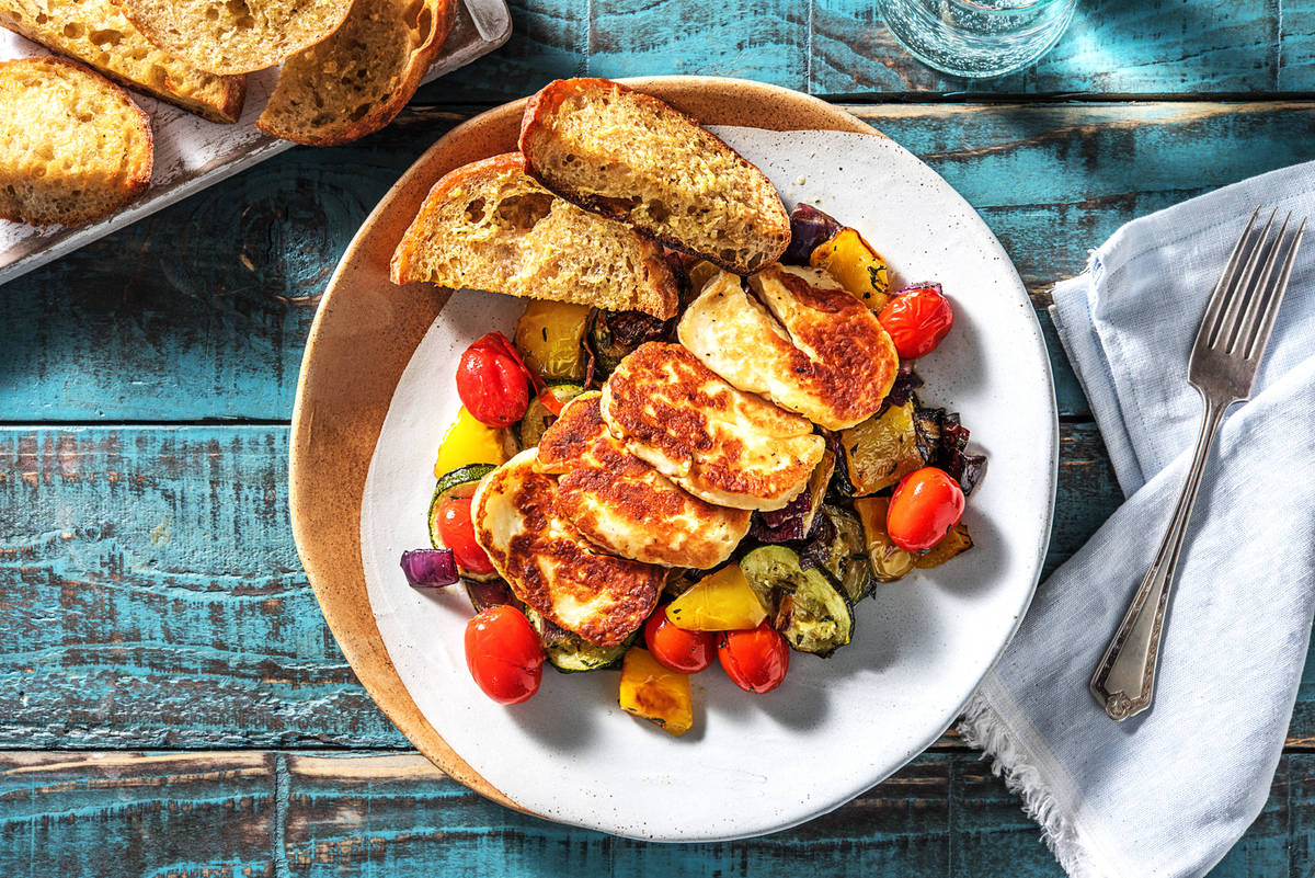 Golden Halloumi and Ratatouille