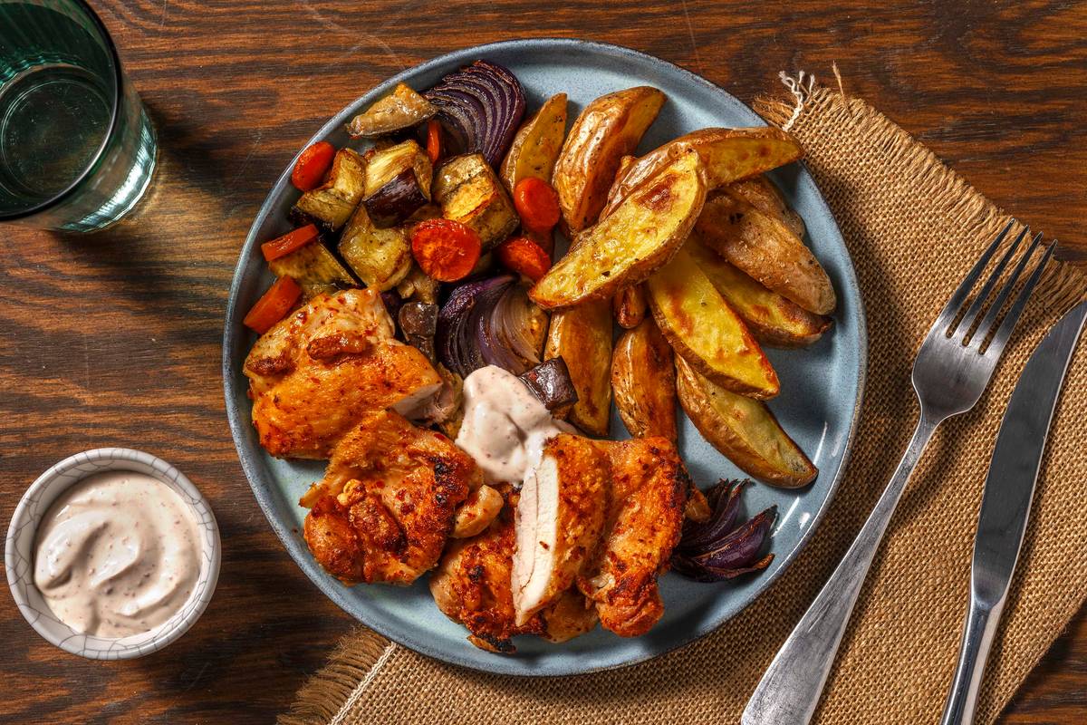 Harissa Chicken and Vegetable Traybake