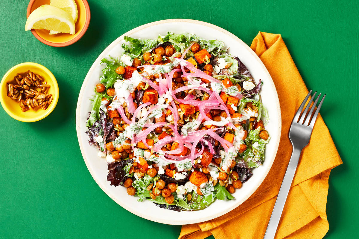 Harissa Chickpea & Sweet Potato Salad