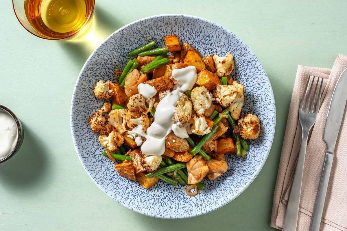 Harissa Diced Chicken Breast and Roasted Cauliflower