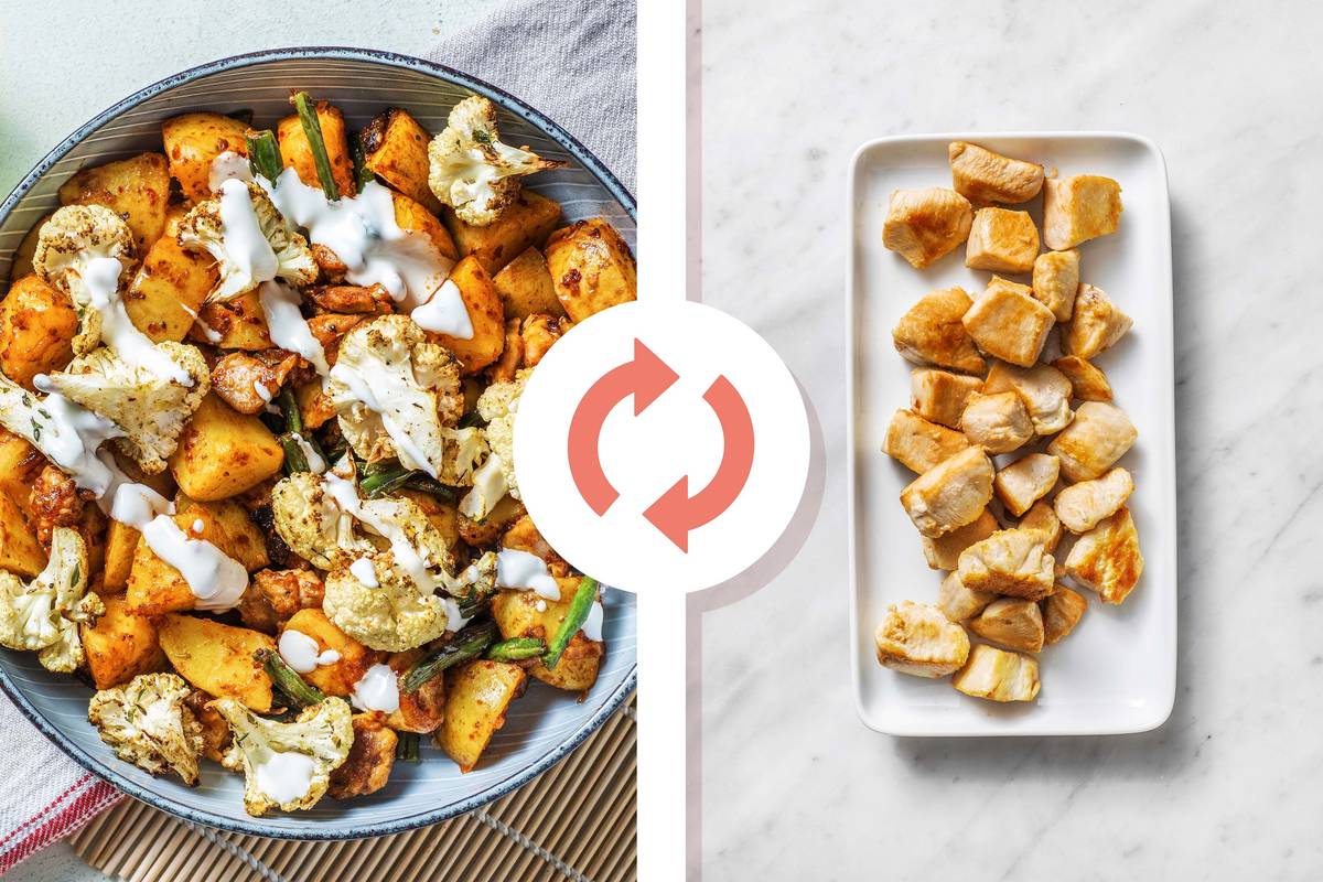 Harissa Diced Chicken Breast and Roasted Cauliflower