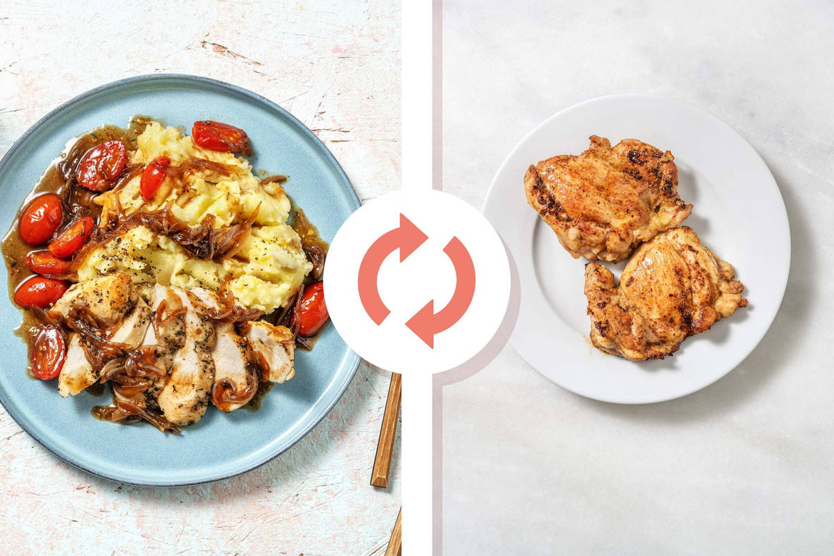 Hauts de cuisses de poulet au thym et sauce aux tomates éclatées