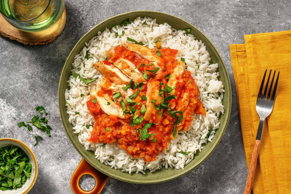 Poulet braisé aux tomates