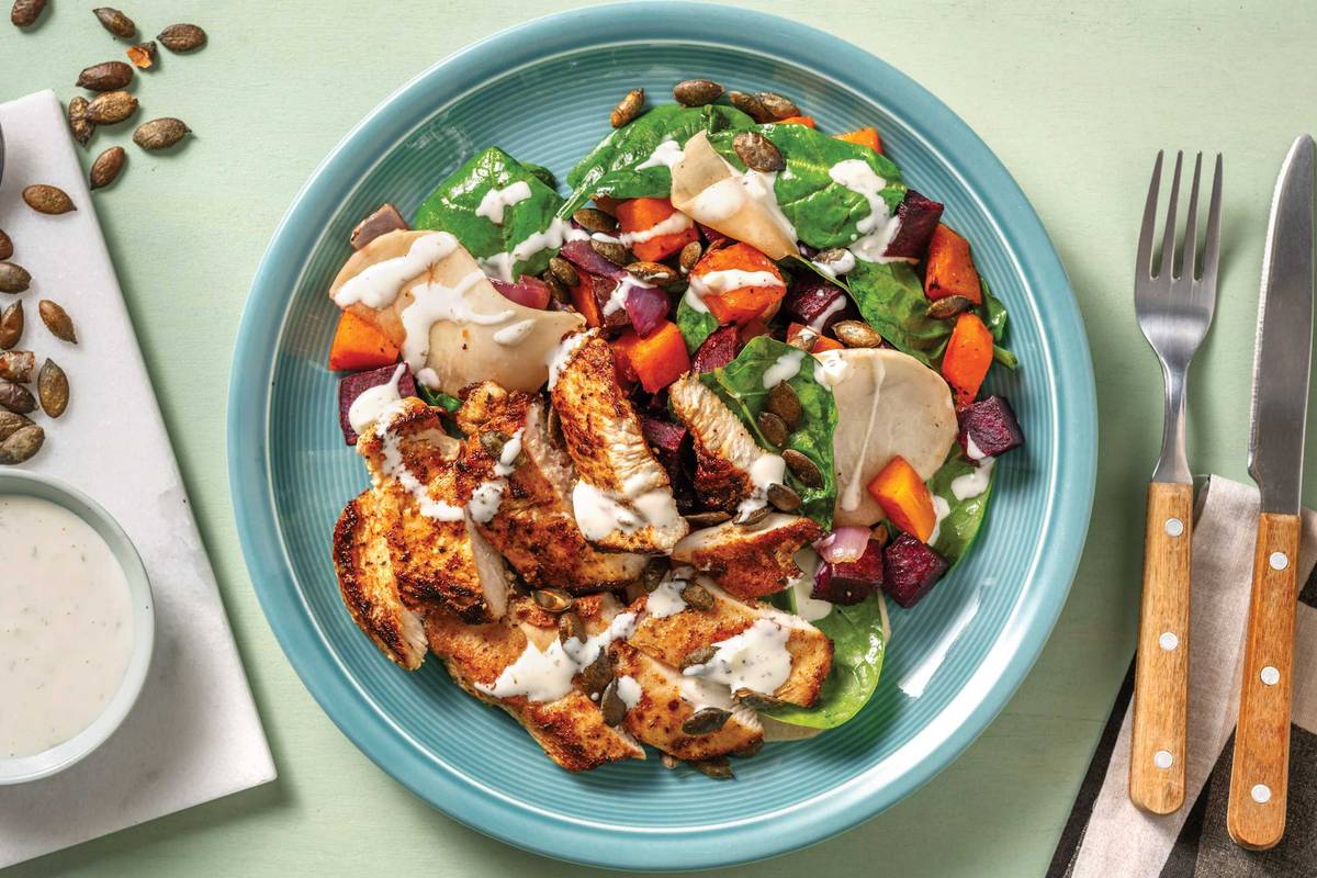 Helen's Spiced Chicken & Roast Veggie Toss