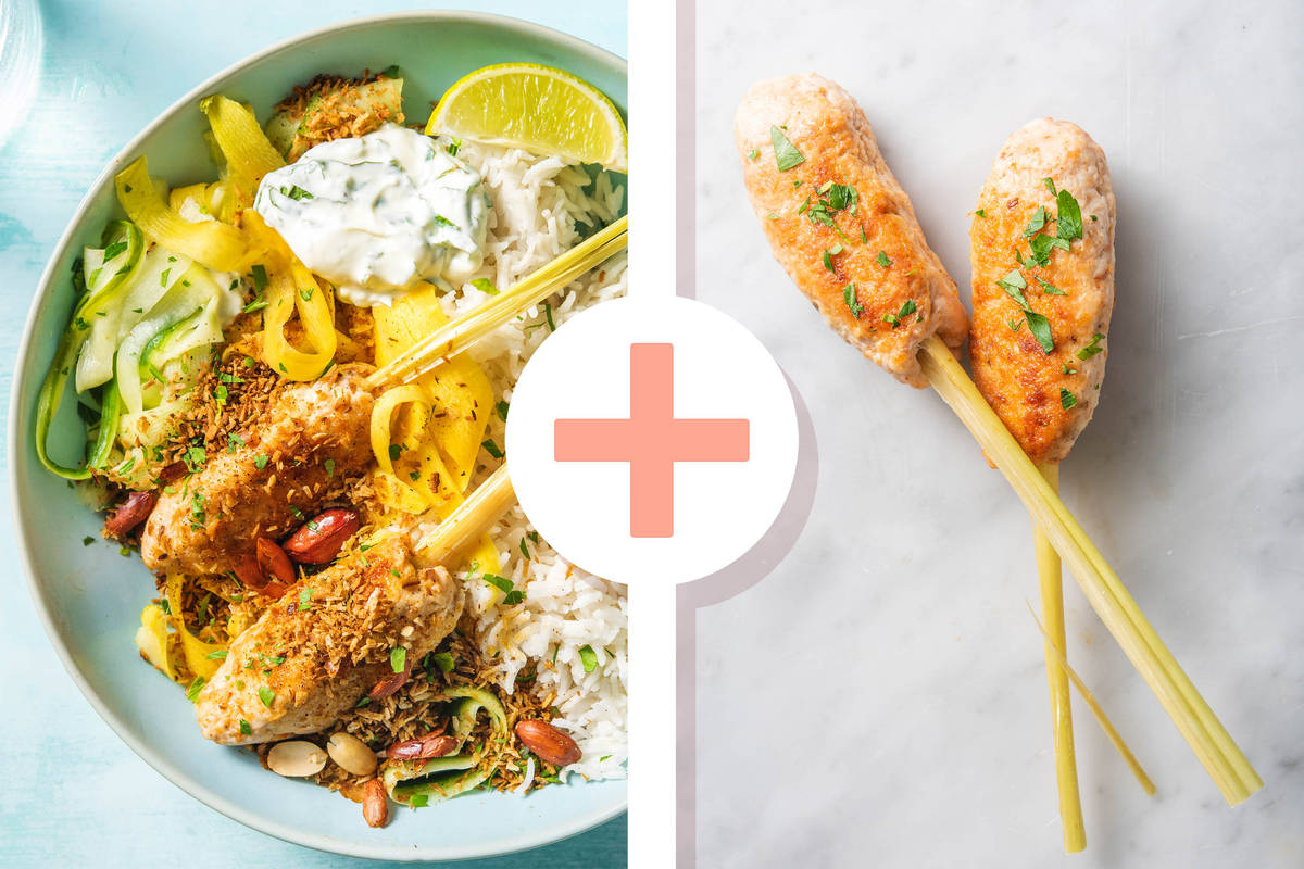 Brochettes de poulet et riz au lait de coco