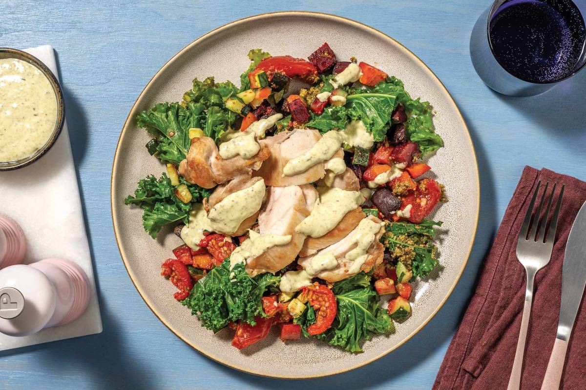 Herby Chicken & Roast Veggie Salad