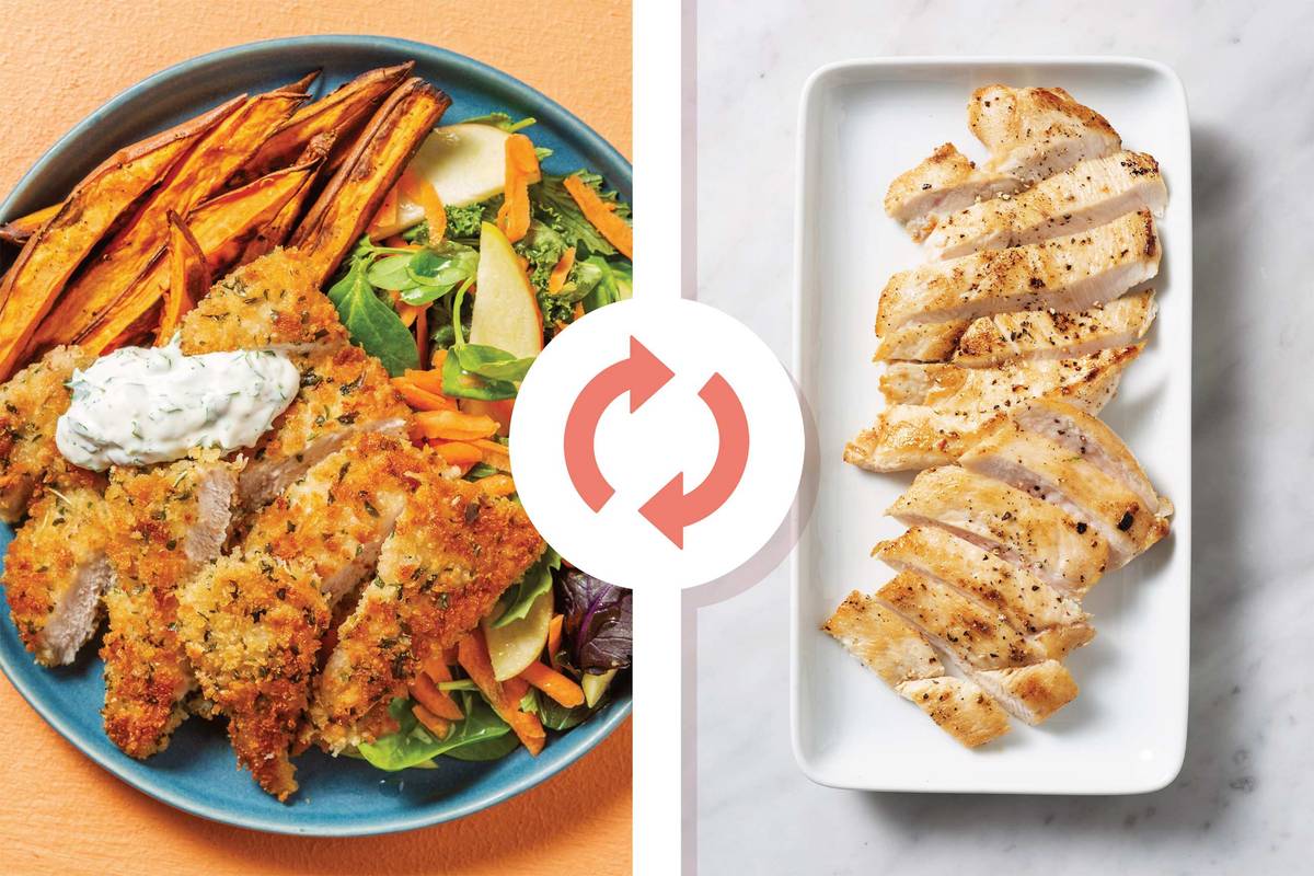 Herby Chicken Schnitzel & Sweet Potato Fries