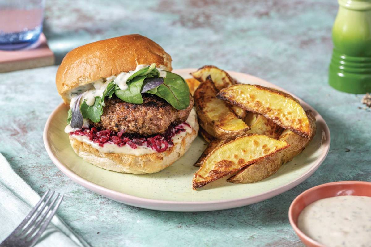 Lamb & Beetroot Relish Burger 