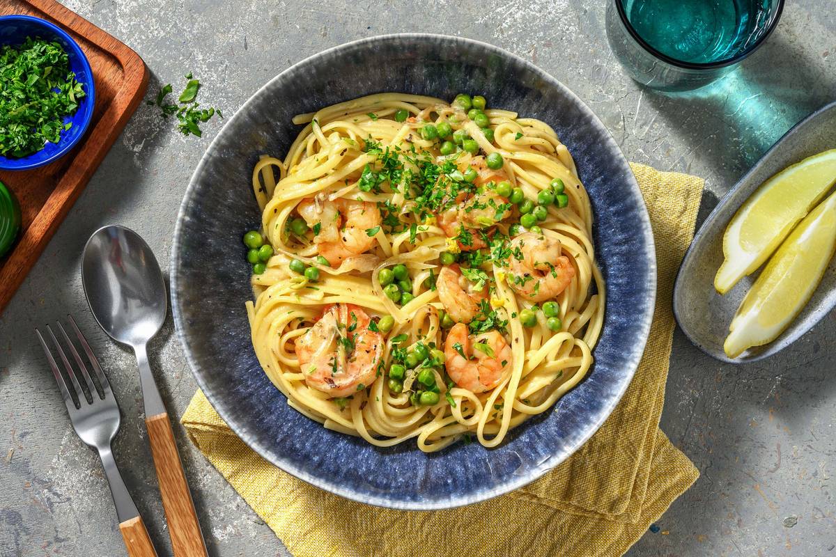 Herby Lemon and Prawn Linguine