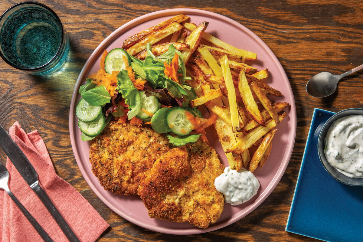 Herby Pork Schnitzel & Potato Fries
