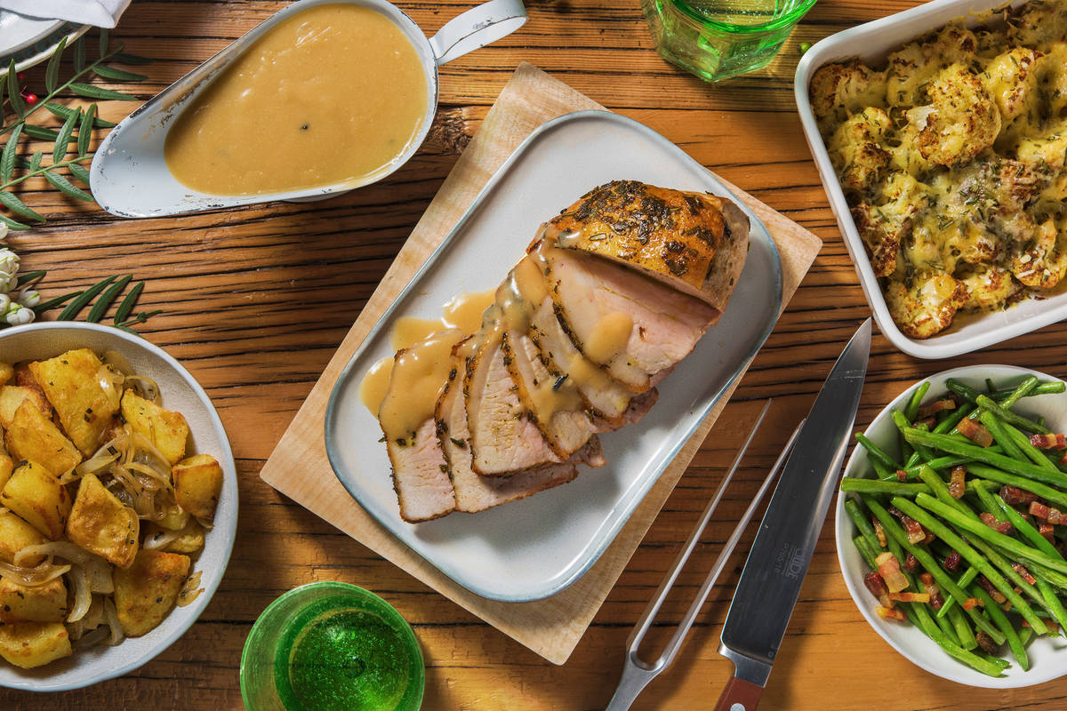 Herby Roast Pork and Sagey Onion Roasties