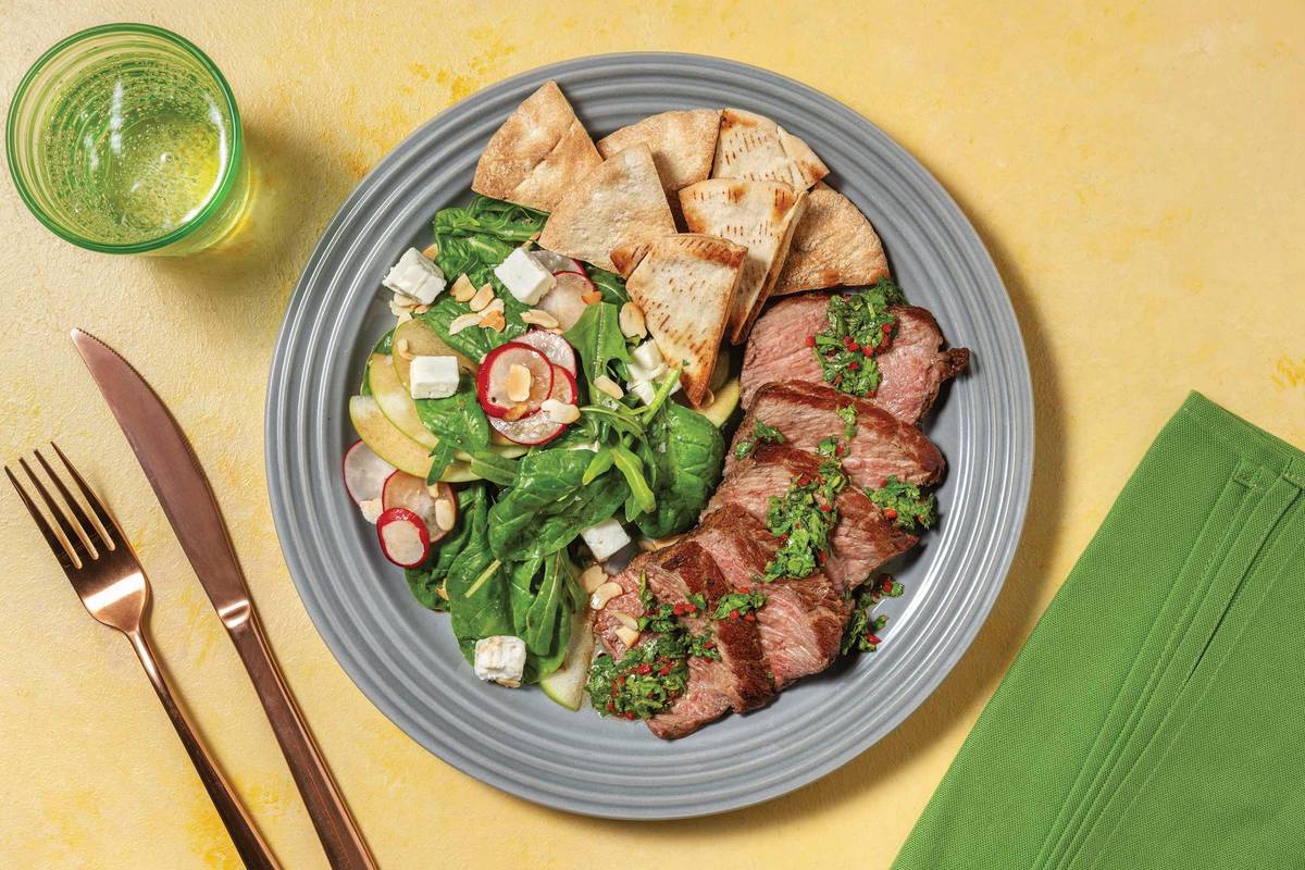 Herby Seared Steak & Chimichurri Sauce