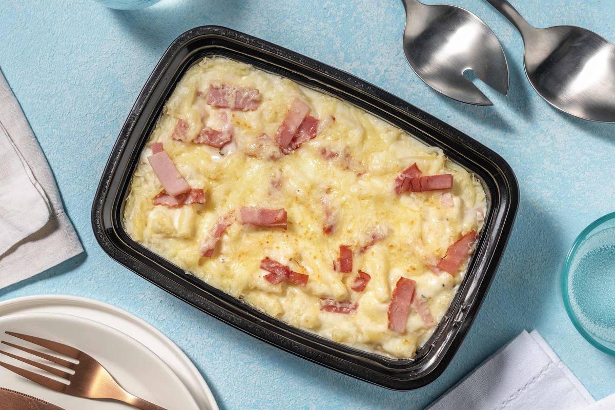 Oven-Ready Ham, Mac & Cheese