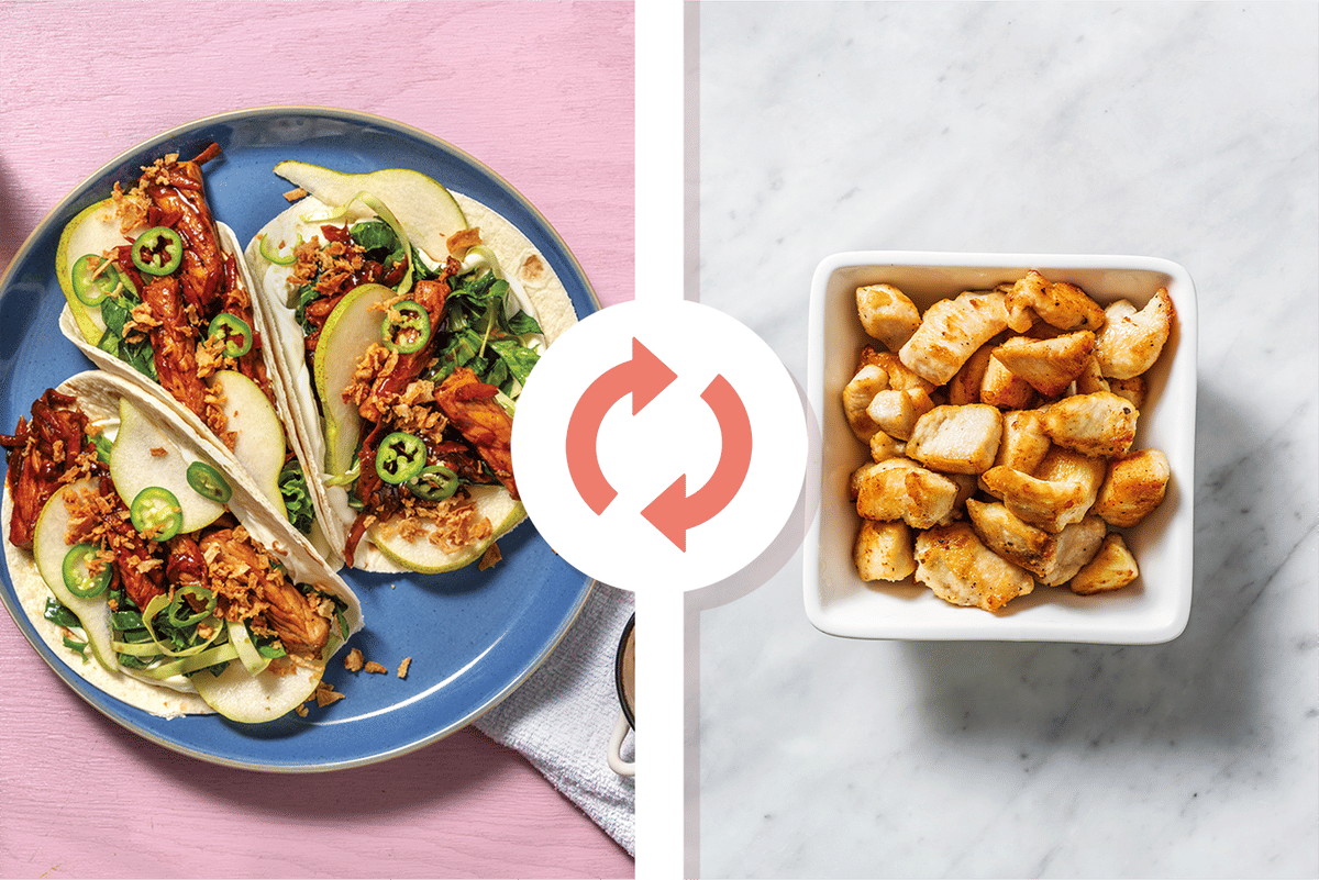 Easy Hoisin Chicken & Pear Tacos