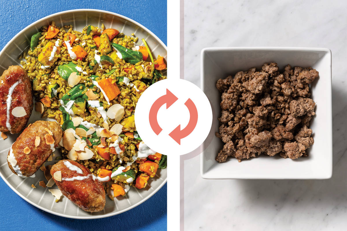 Honey Beef Koftas & Roast Veggie Grain Bowl