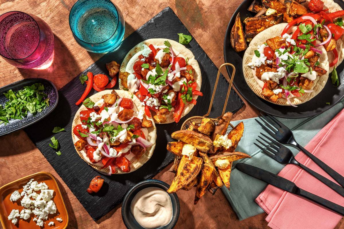 Honey Glazed Chicken & Harissa Veg Flatbreads