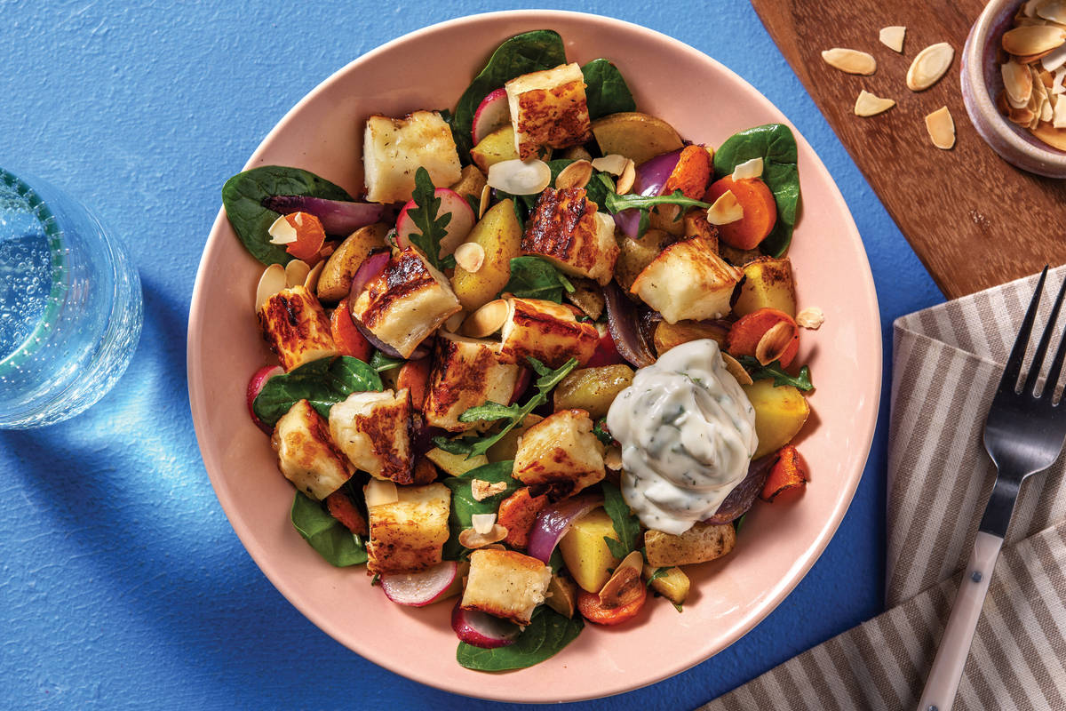 Honey-Glazed Haloumi & Spiced Roast Veggies