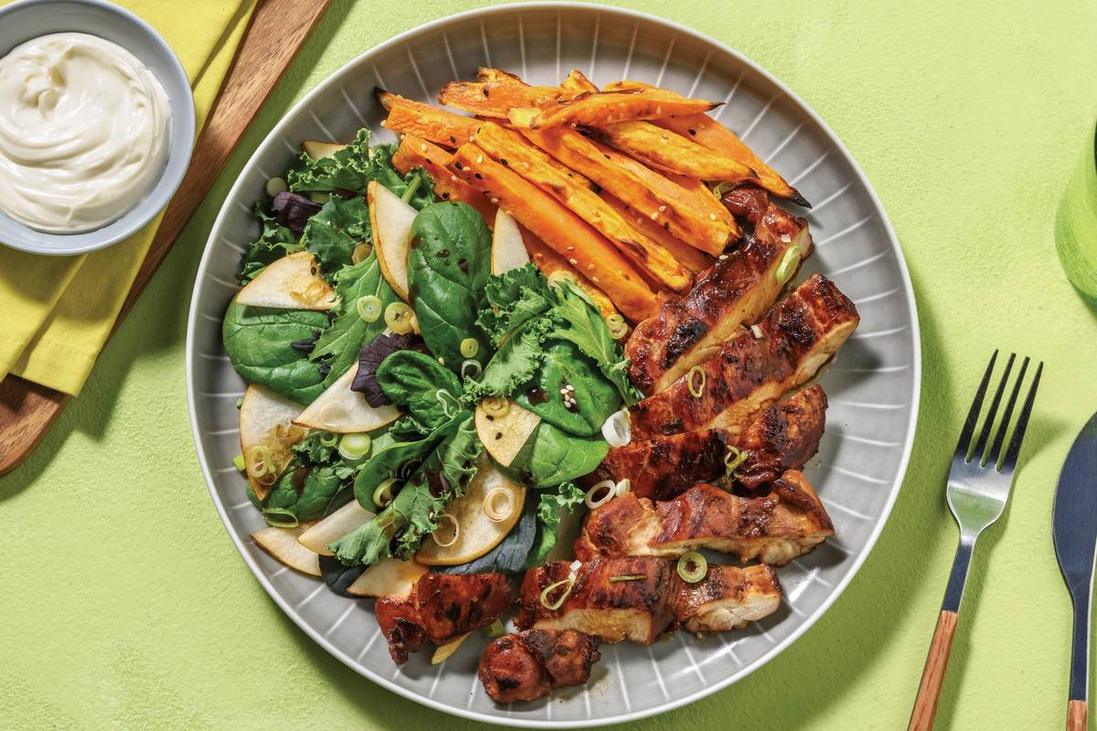 Honey-Soy Glazed Chicken & Sesame Fries