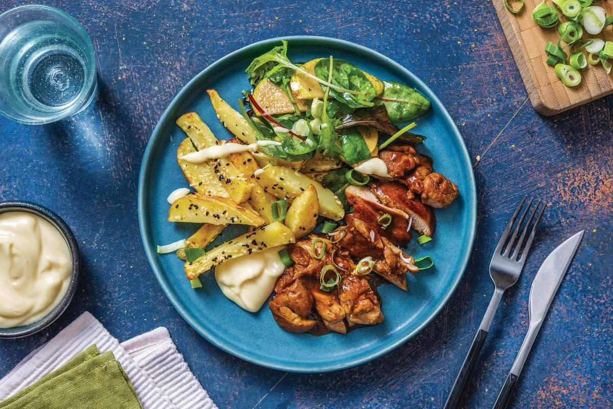 Honey-Soy Glazed Chicken & Sesame Fries