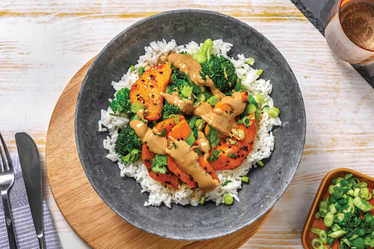 Honey-Soy Pumpkin & Garlic Rice Bowl
