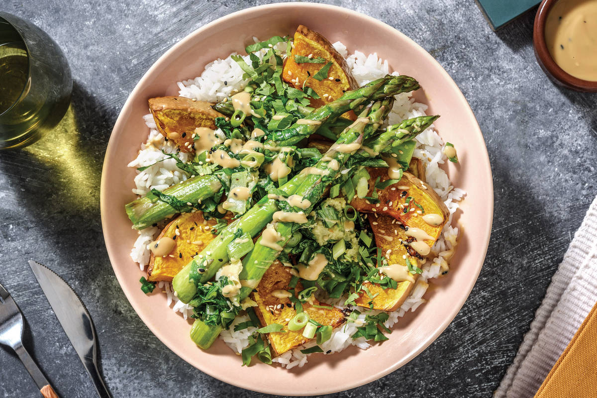 Honey-Soy Pumpkin & Garlic Rice Bowl