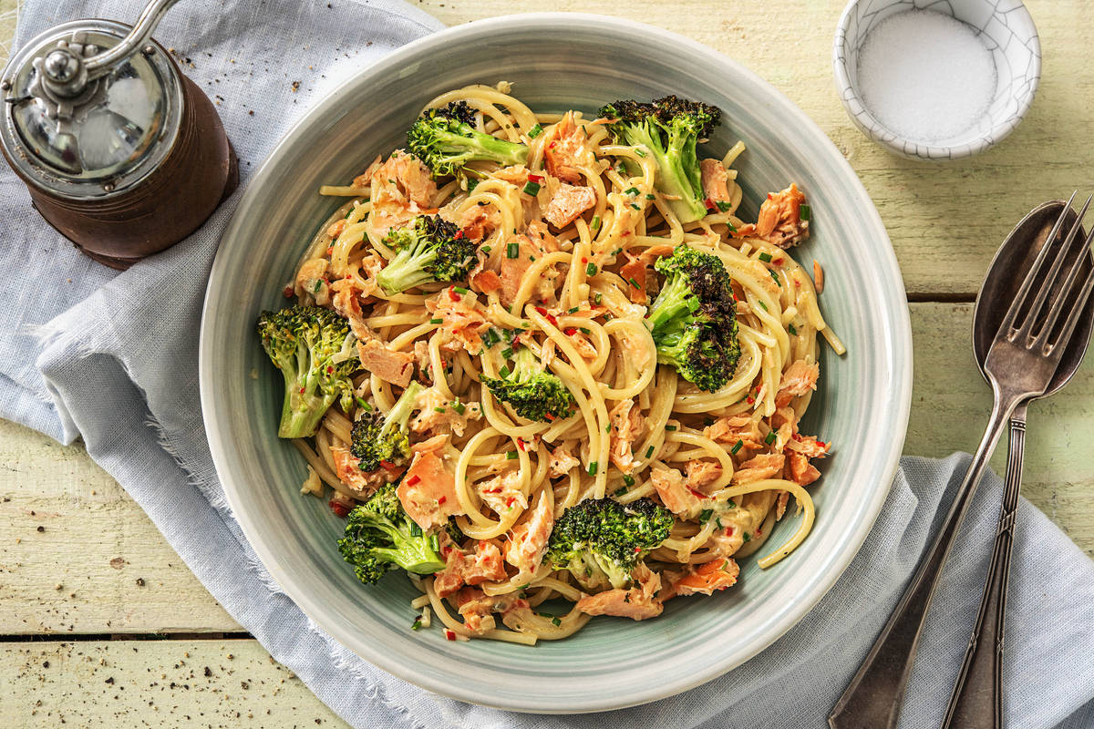Hot Smoked Salmon Spaghetti