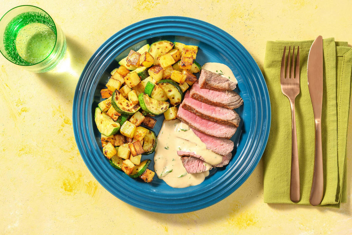 Hüftsteak mit Kräuterrahm
