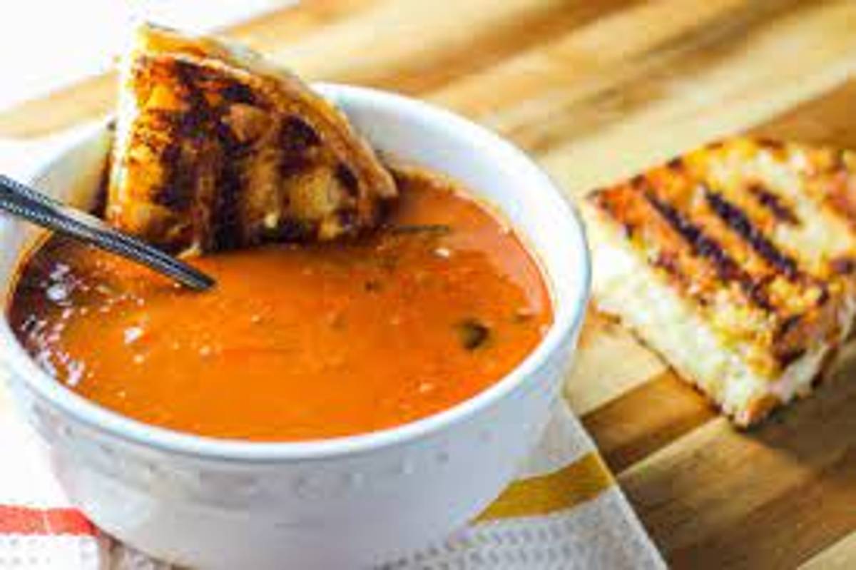 Tomato Soup and Mixed Mushroom Ricotta Crostini