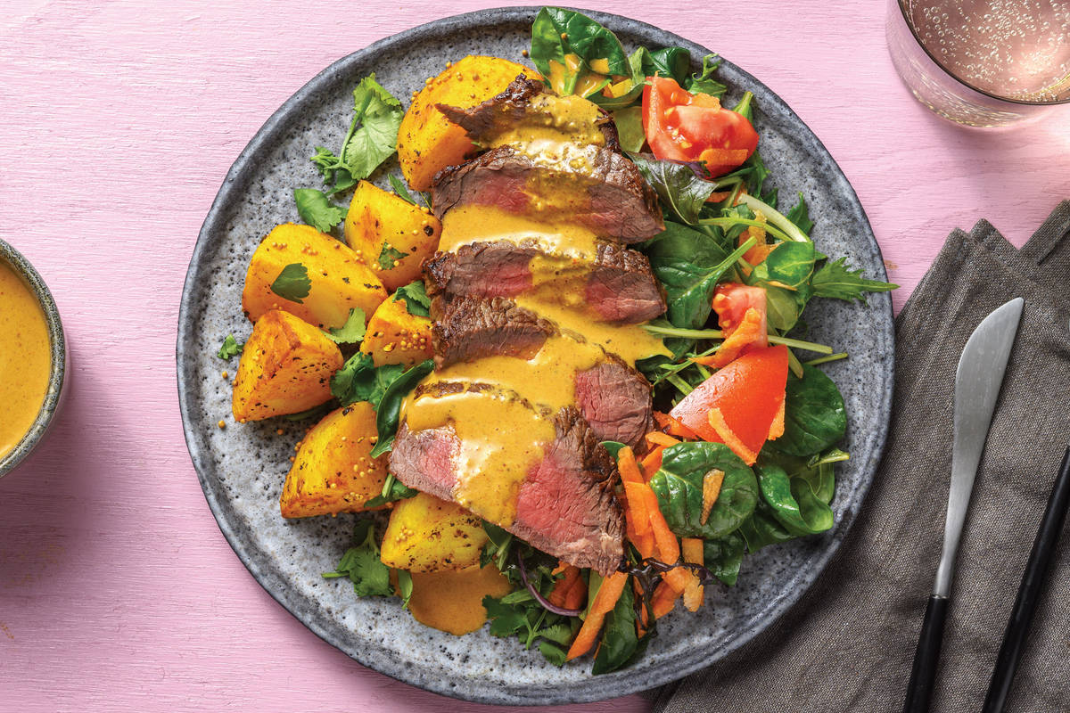 Indian Steak & Mumbai Coconut Sauce
