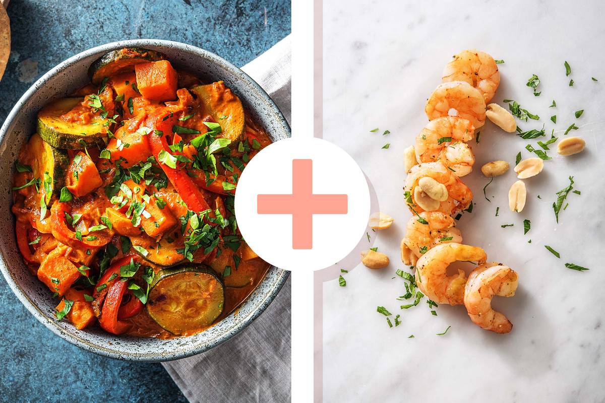 Süßkartoffel-Curry mit Garnelen