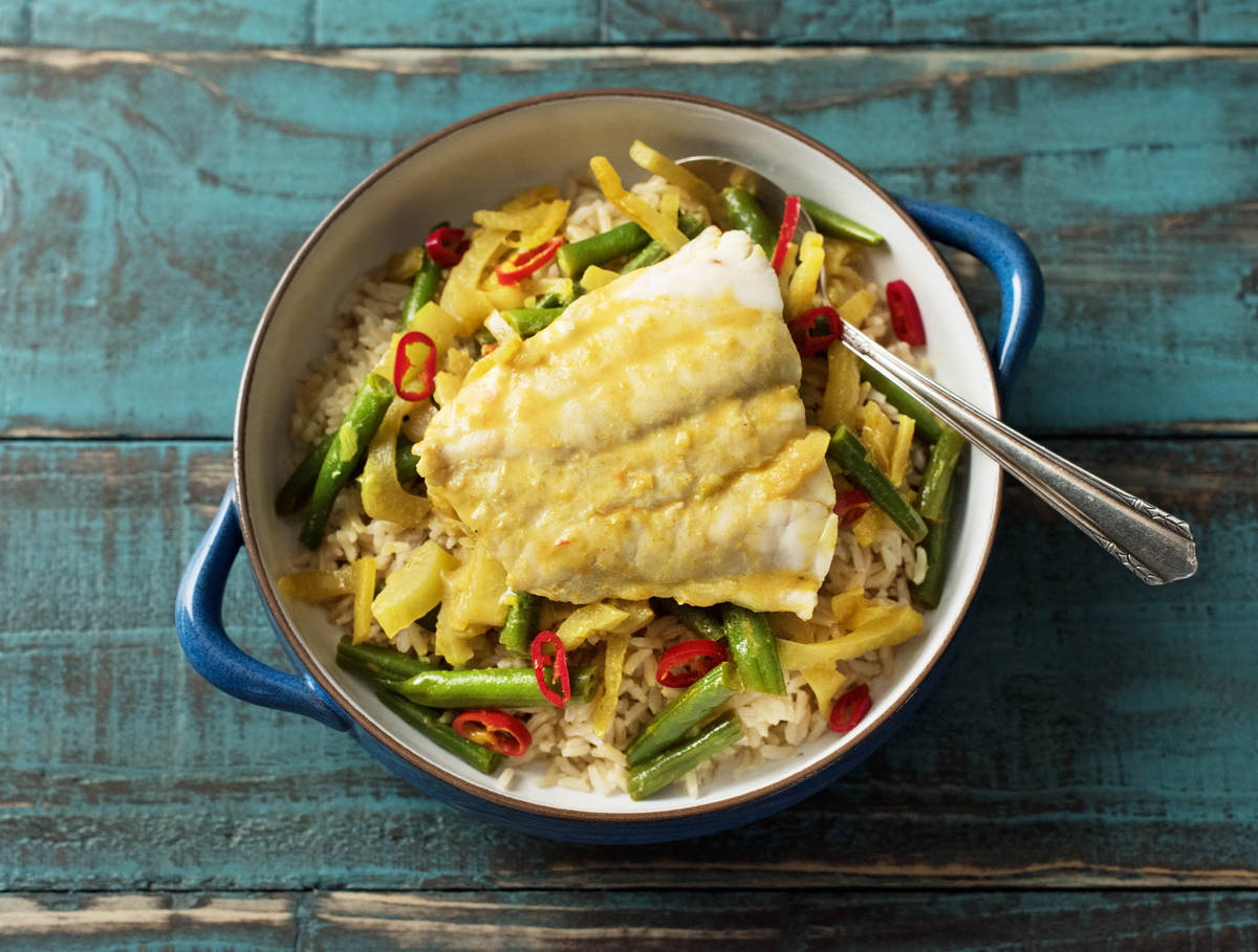 Indonesische viscurry met venkel en sperziebonen