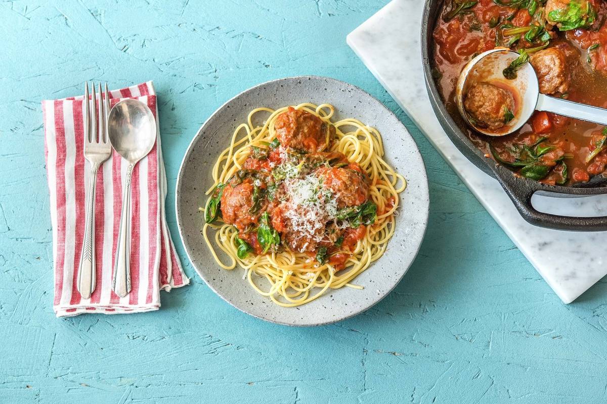 Spaghetti et boulettes de viande italiennes