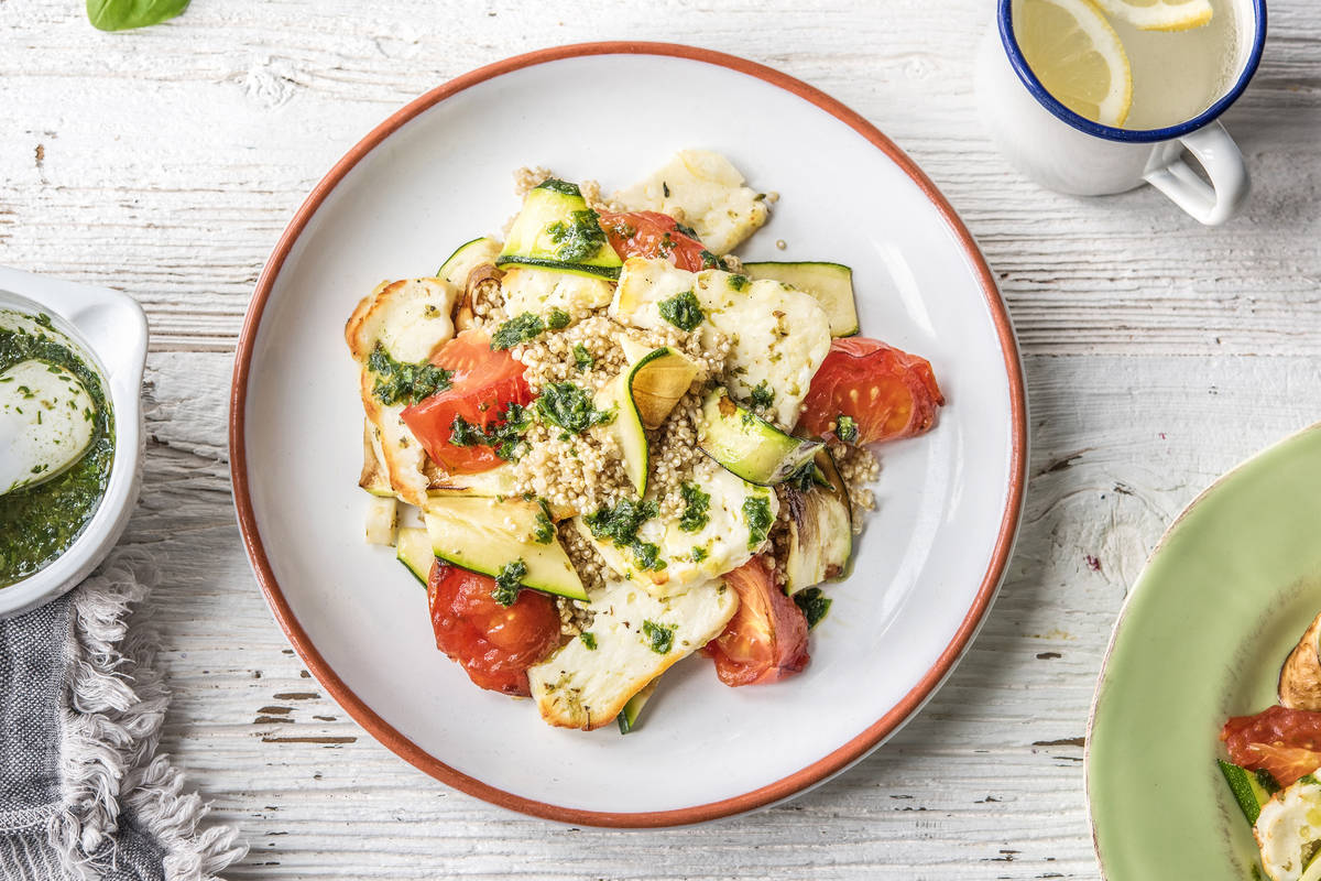 Tomato & Oregano Baked Haloumi Quinoa Bowl