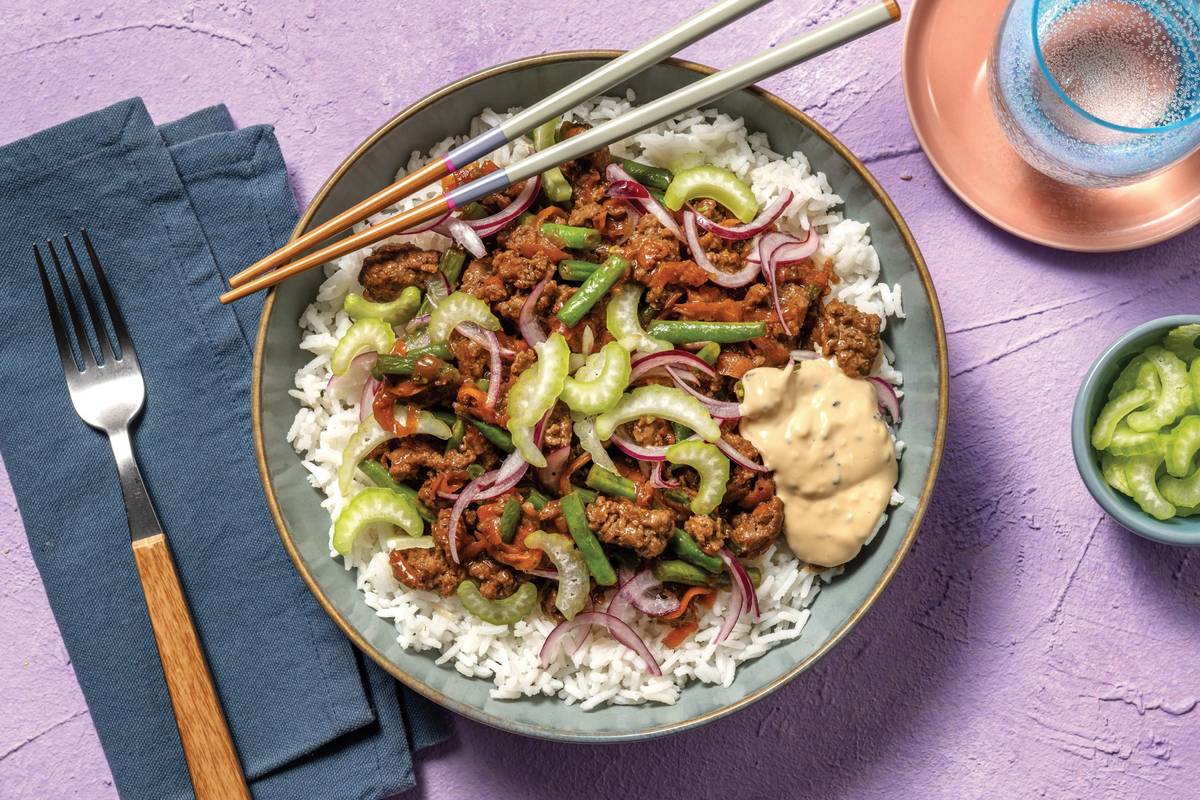 Quick Double Japanese-Style Beef & Rice Bowl