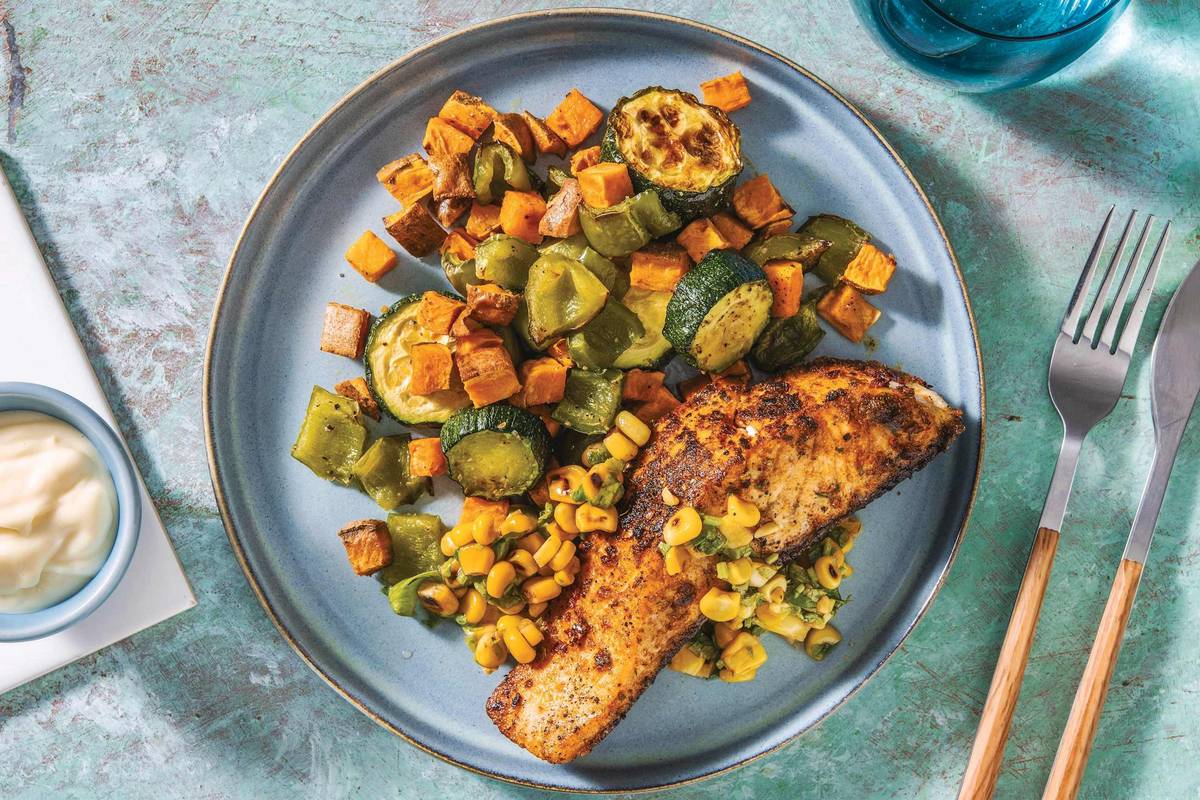 Jamaican Jerk Salmon & Roasted Veggies