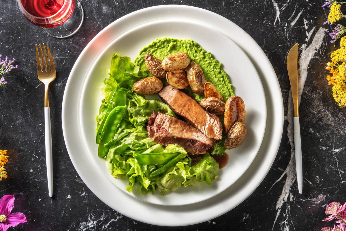 Paleron de veau à la crème de petits pois