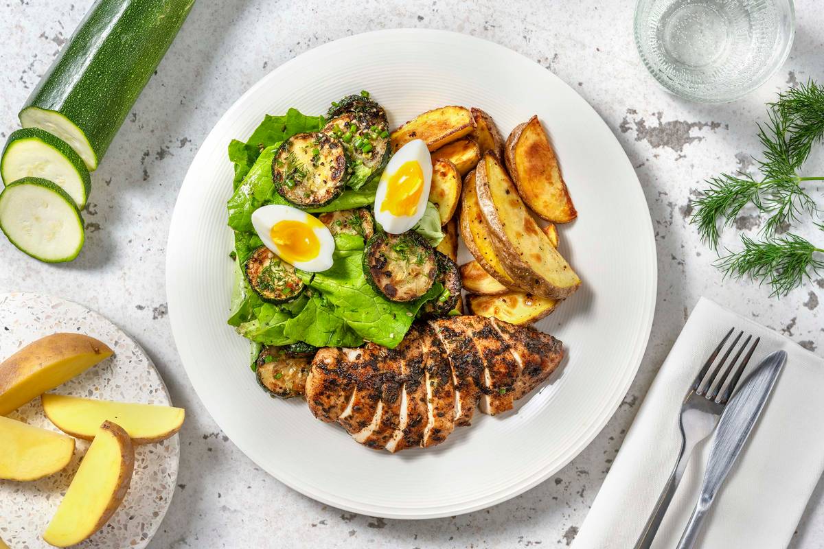 Filet de poulet aux fines herbes & pommes de terre au four