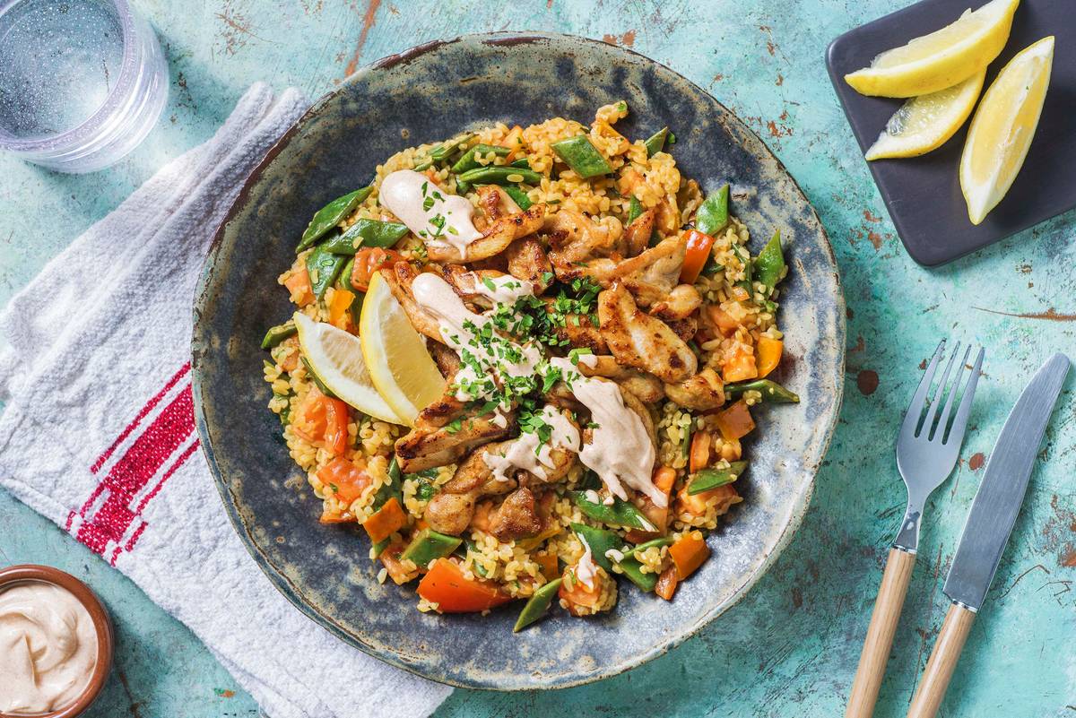 Chawarma de poulet et taboulé