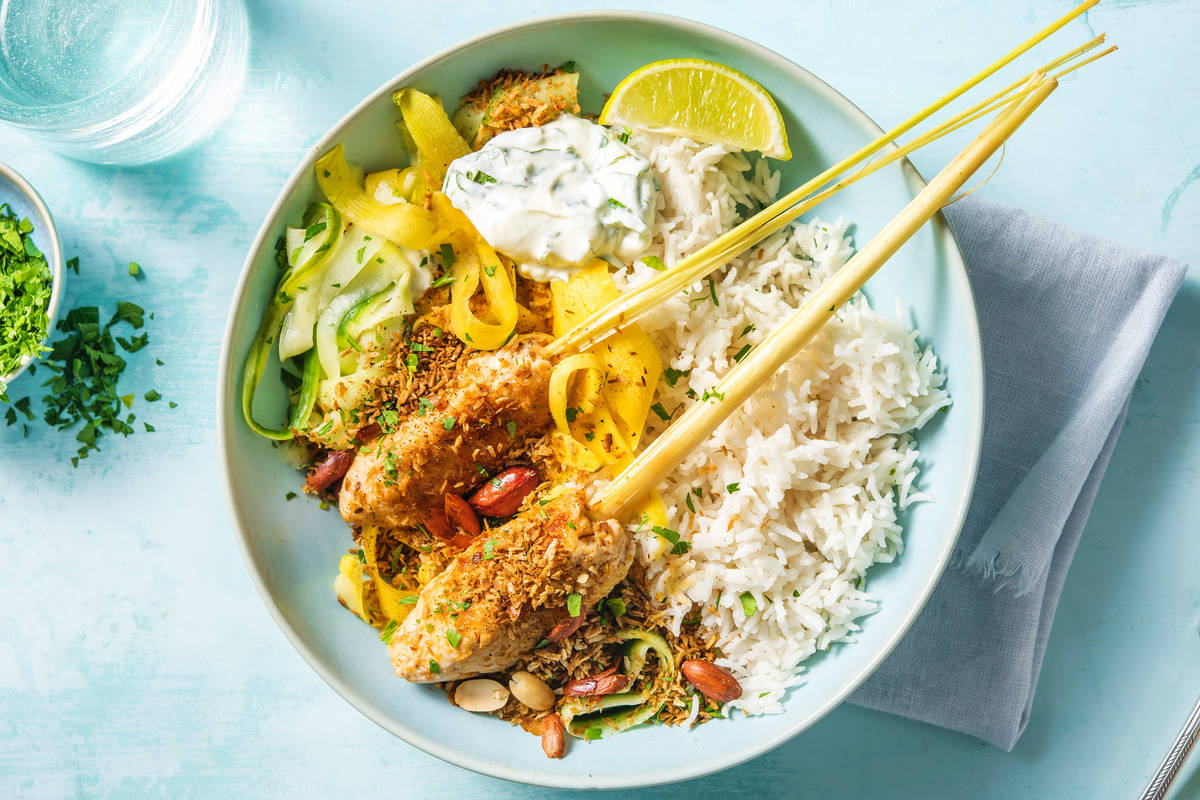 Kipspiezen met geurige kokosrijst