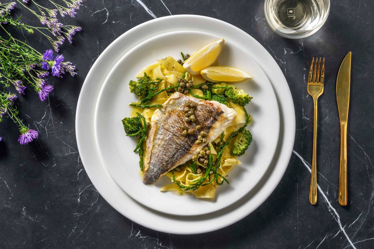 Klassieke doradefilet met zeekraal en verse pappardelle