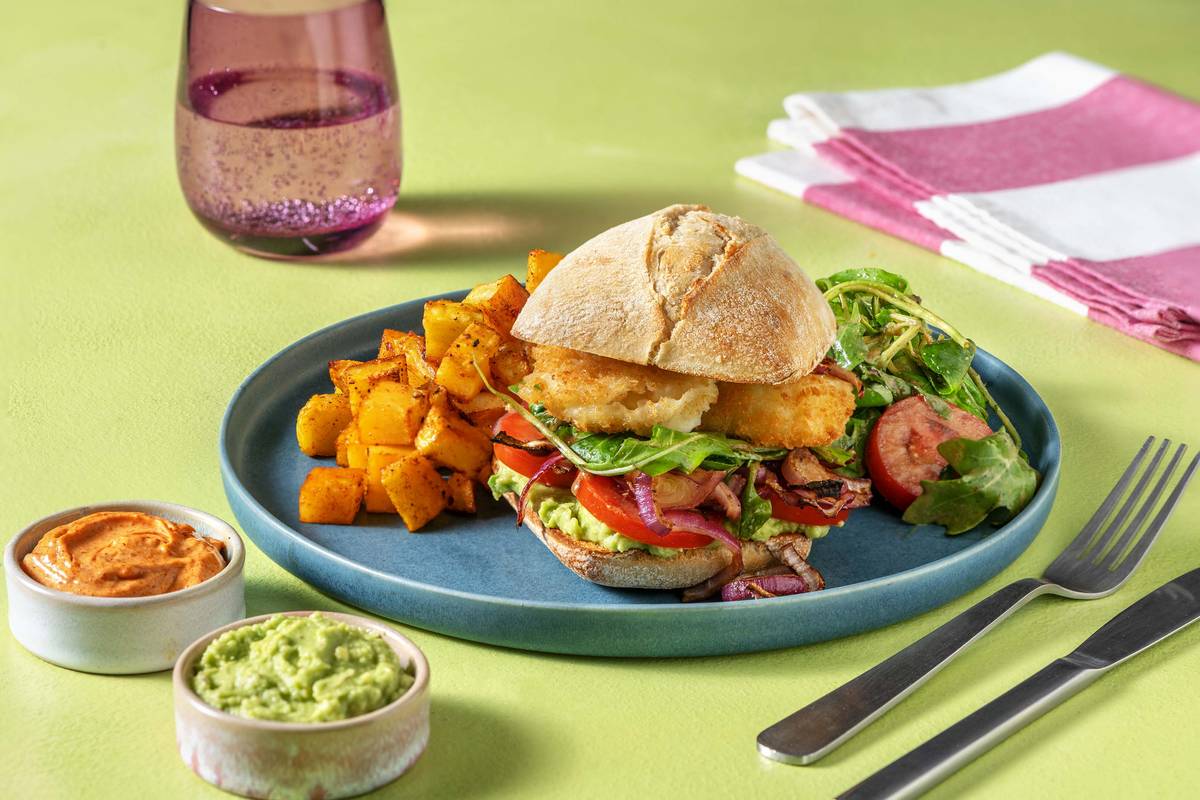 Knapperige mozzarellaburger met avocadodip