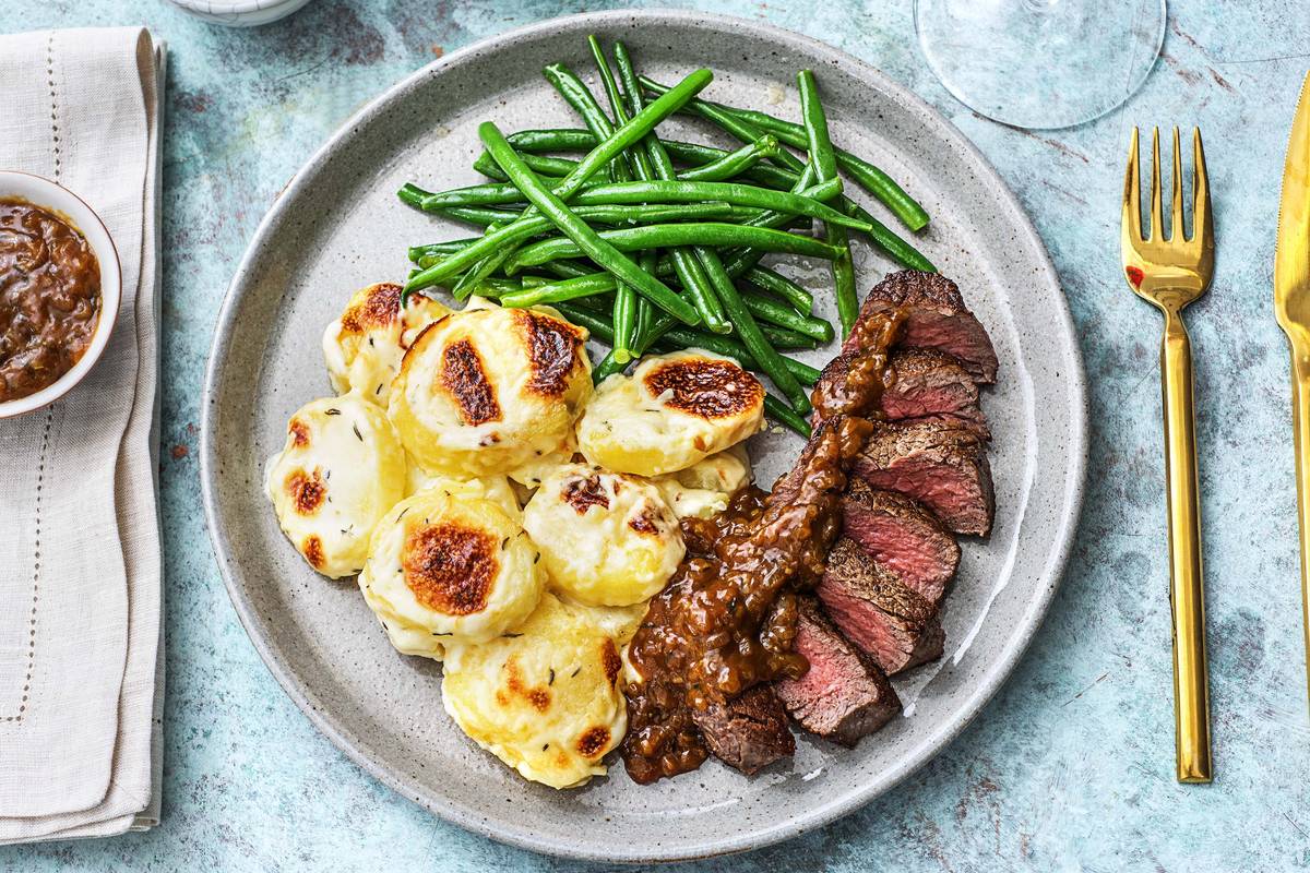 Rumsteak, sauce à l'échalote et au thym