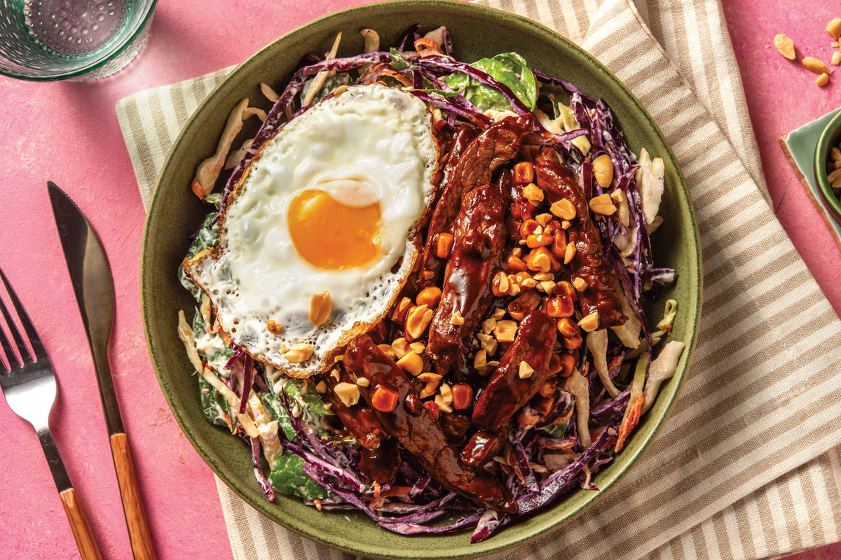 Korean Beef, Corn & Slaw Bowl