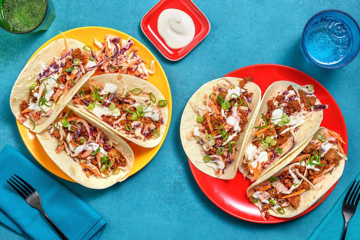 Korean-Inspired Beef & Pork Tacos