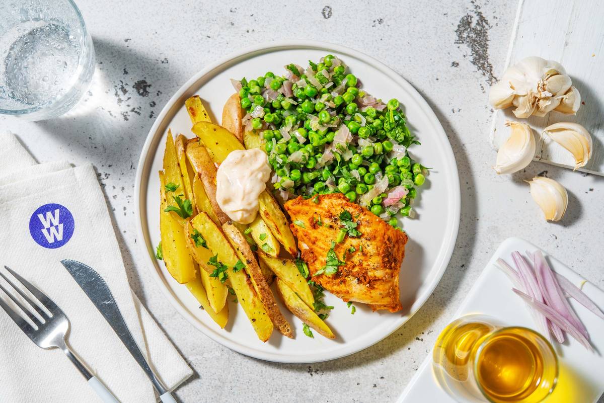 Korma Baked Cod and Chips