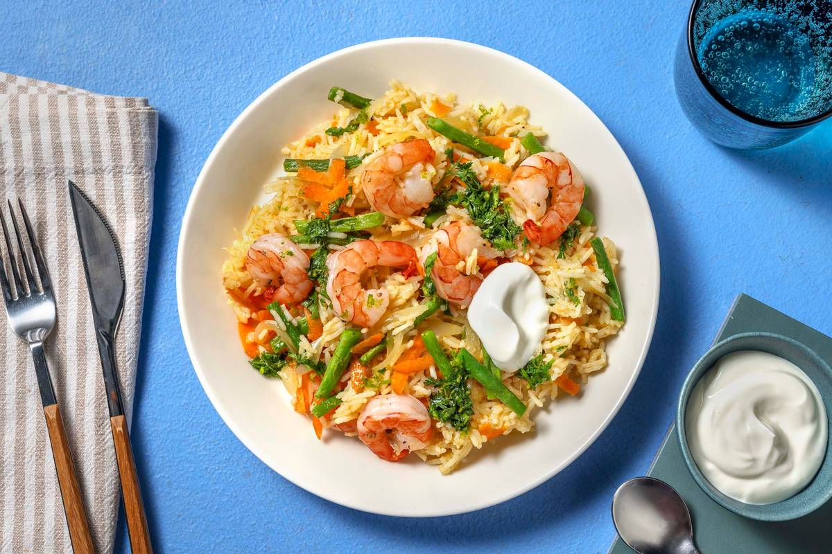 Korma Spiced Prawn Pilaf