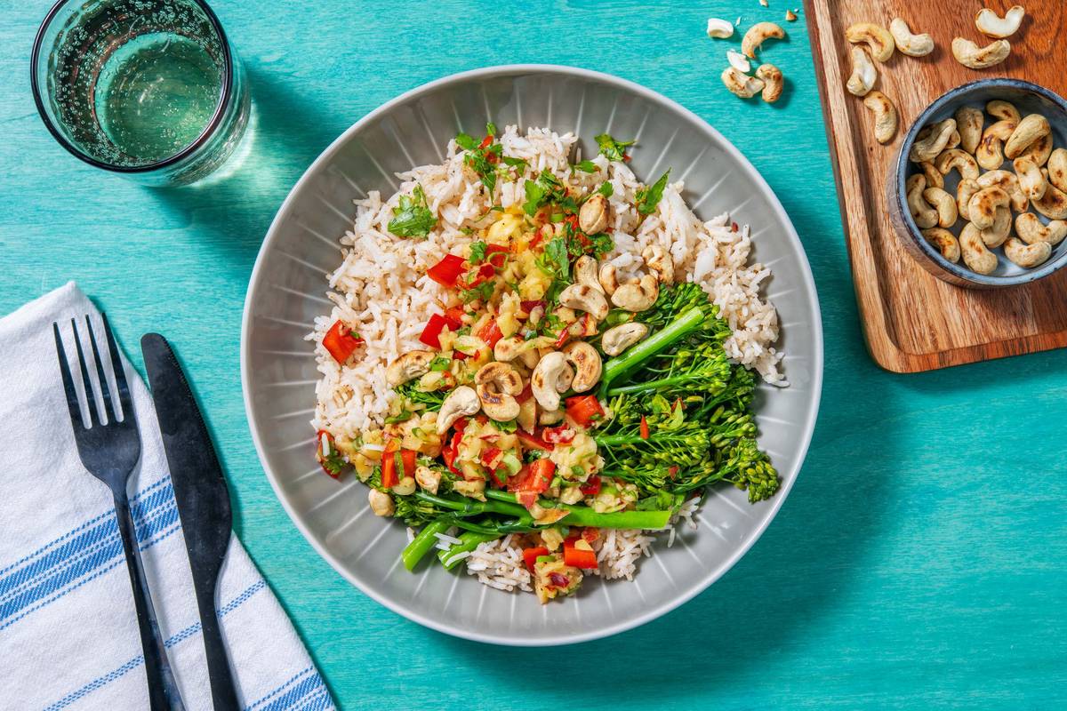 Kuba Kokos Bowl! mit Nektarinen-Paprika-Salsa
