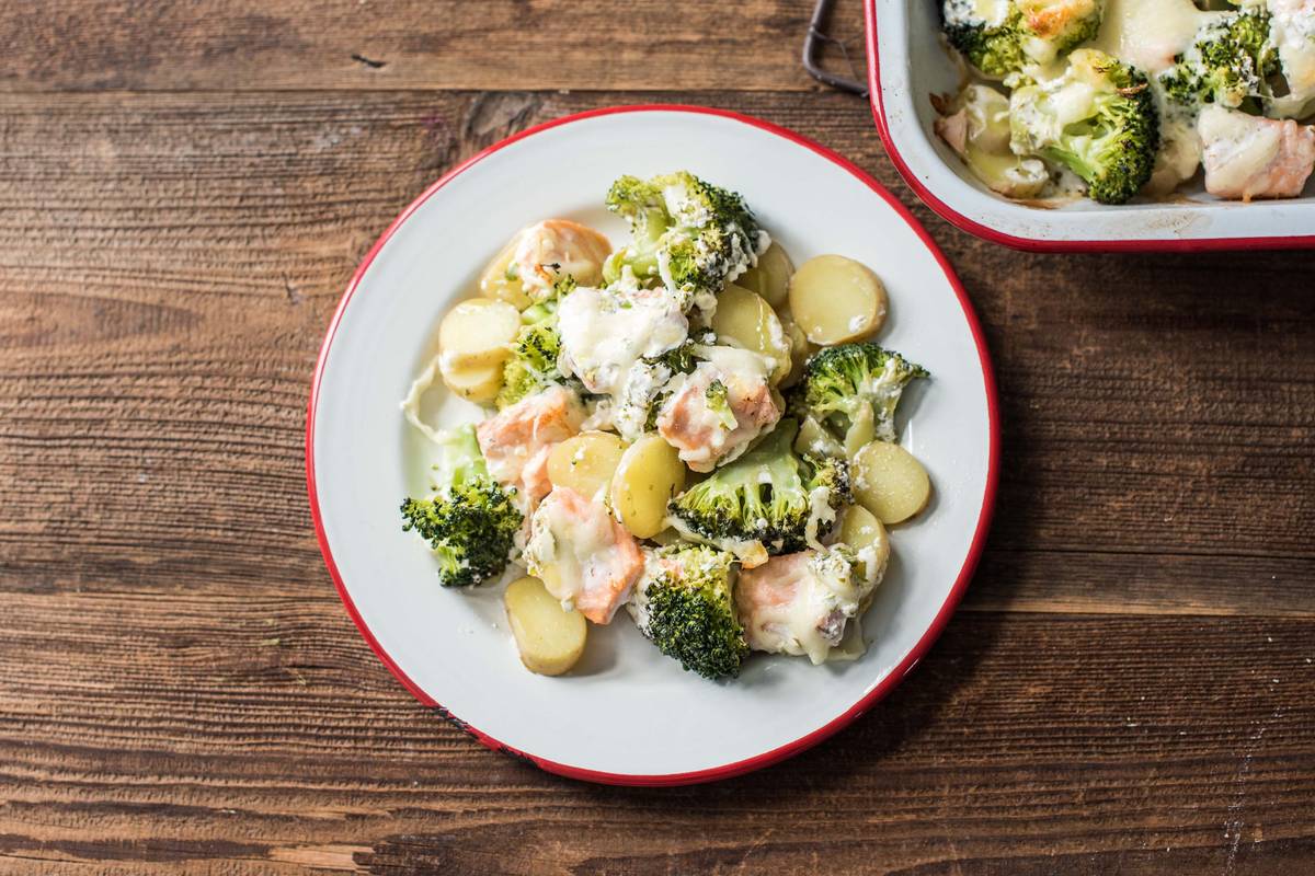 Lachs-Brokkoli-Gratin